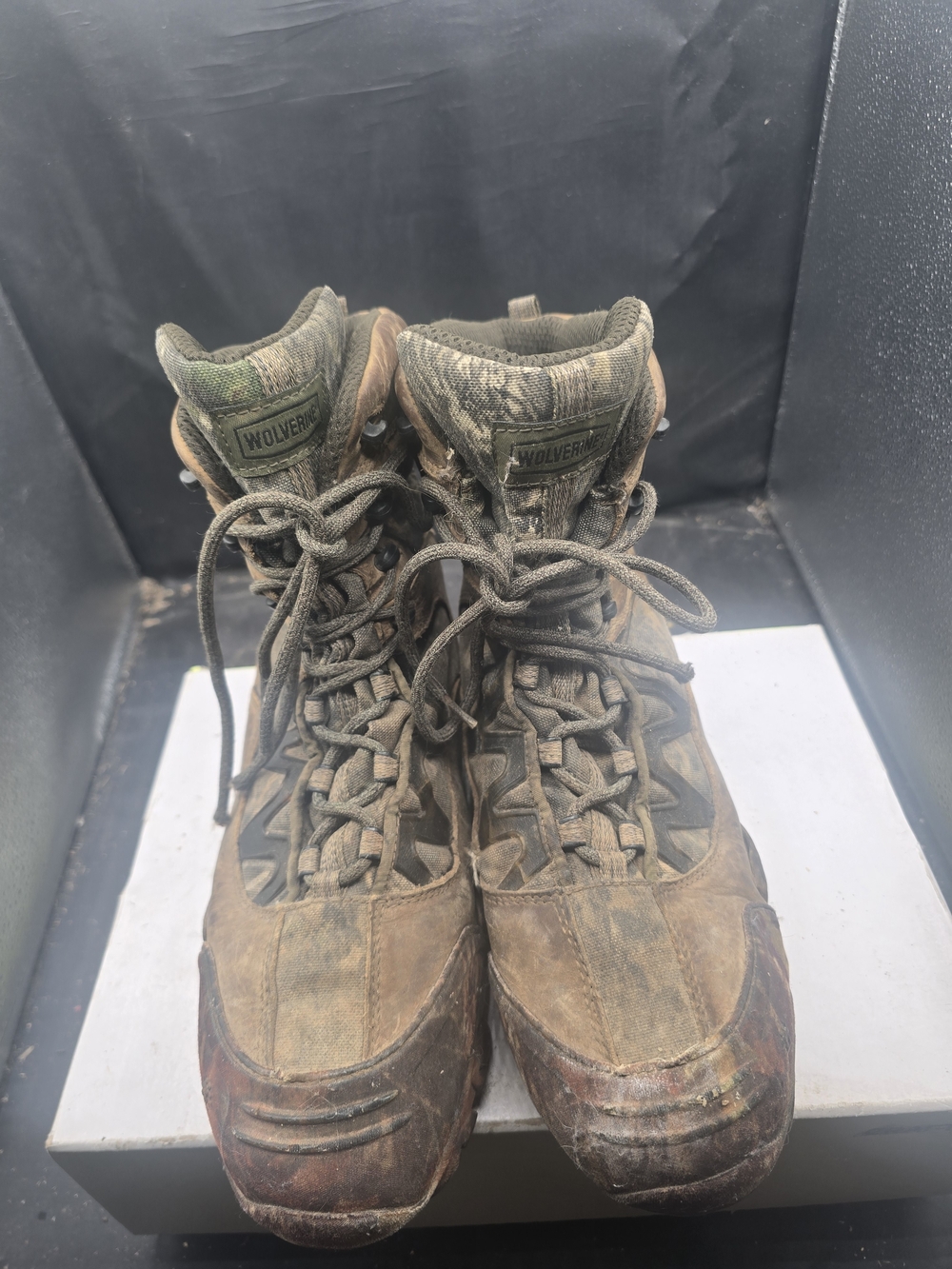 Wolverine Olive Green and Brown Mesh-Tongue Work Boots